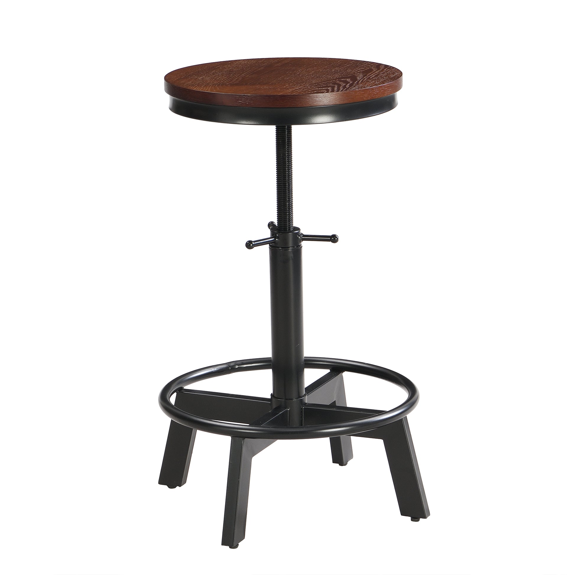 5 Piece Dining Table Set, 59" Wooden Sofa Side Table With Stabilizing Base, Rustic Brown Industrial Adjustable Height Chairs, Modern Bar Table And Chairs For Living Room, Dining Room, And Space Saving Metal Espresso Wood Classic Rectangular Solid Wood