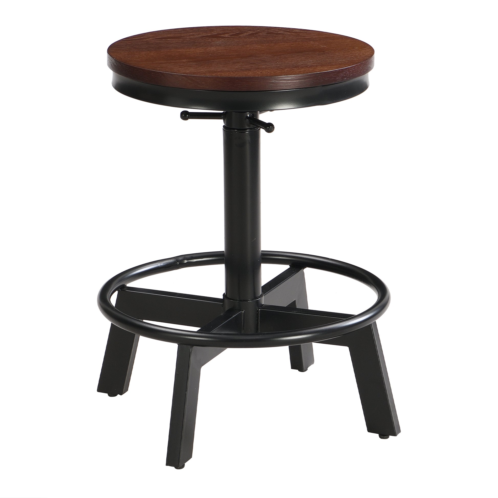 5 Piece Dining Table Set, 59" Wooden Sofa Side Table With Stabilizing Base, Rustic Brown Industrial Adjustable Height Chairs, Modern Bar Table And Chairs For Living Room, Dining Room, And Space Saving Metal Espresso Wood Classic Rectangular Solid Wood