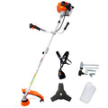 52Cc Weed Eater Wacker Gas Powered, 2 In 1 String Trimme,With 10'' Brush Cutter,Rubber Handle & Shoulder Strap Included Orange Aluminum