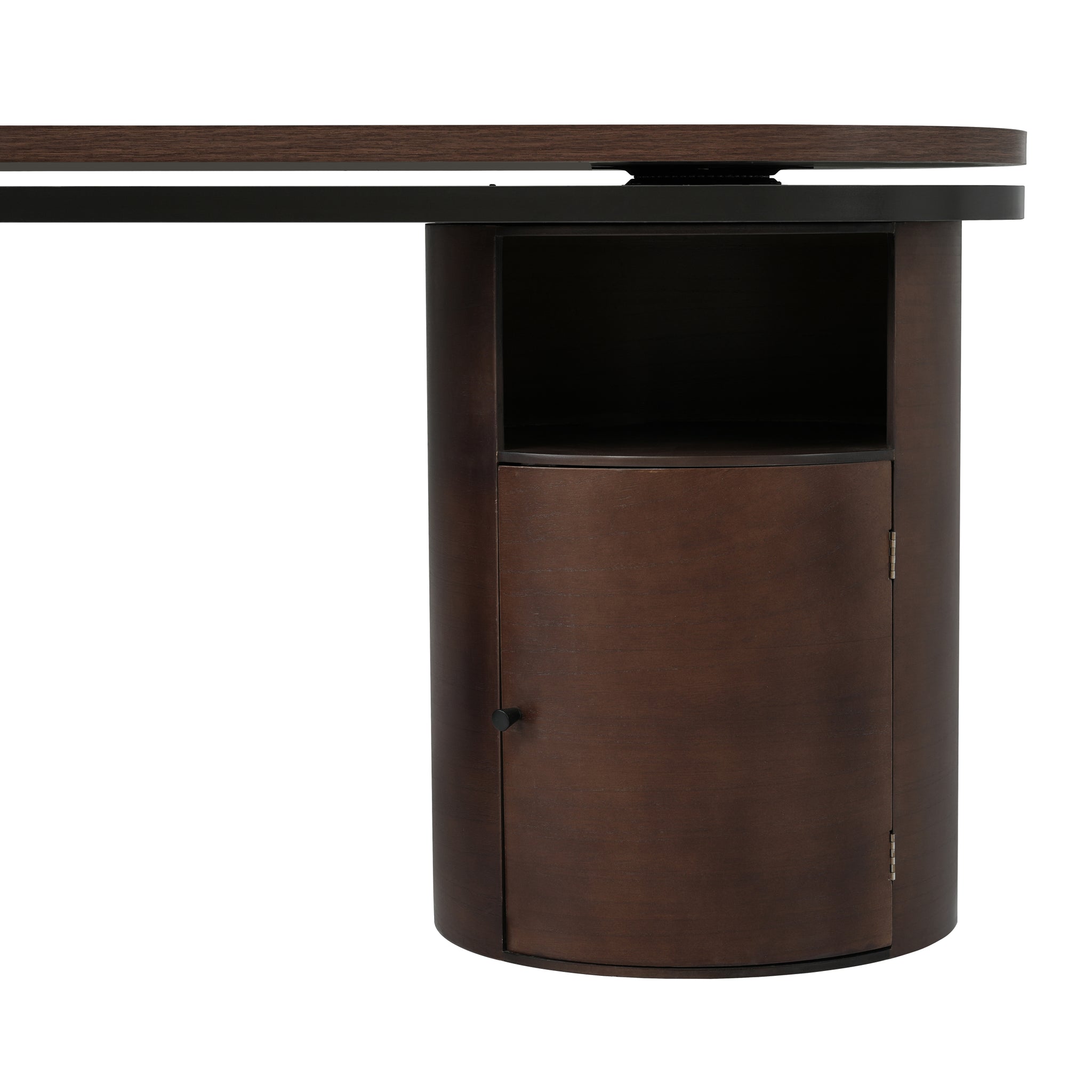 56.92" Modern L Shaped Desk in Walnut with 1