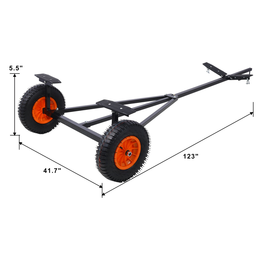 Boat Trailer Dolly, 420Lbs Load Capacity, Carbon Steel Trailer Mover With 96'' 116'' Adjustable Length, For Moving Kayak Motorboat Fishing Boat 420Lbs Black Steel