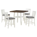 5 Piece Counter Height Dining Table Set In 2 Table Sizes With 4 Folding Leaves And 4 Upholstered Chairs For Dining Room Espresso White Gray Cushion Upholstered Chair Wood Espresso White Seats 4 Wood Dining Room Drop Leaf Folding American