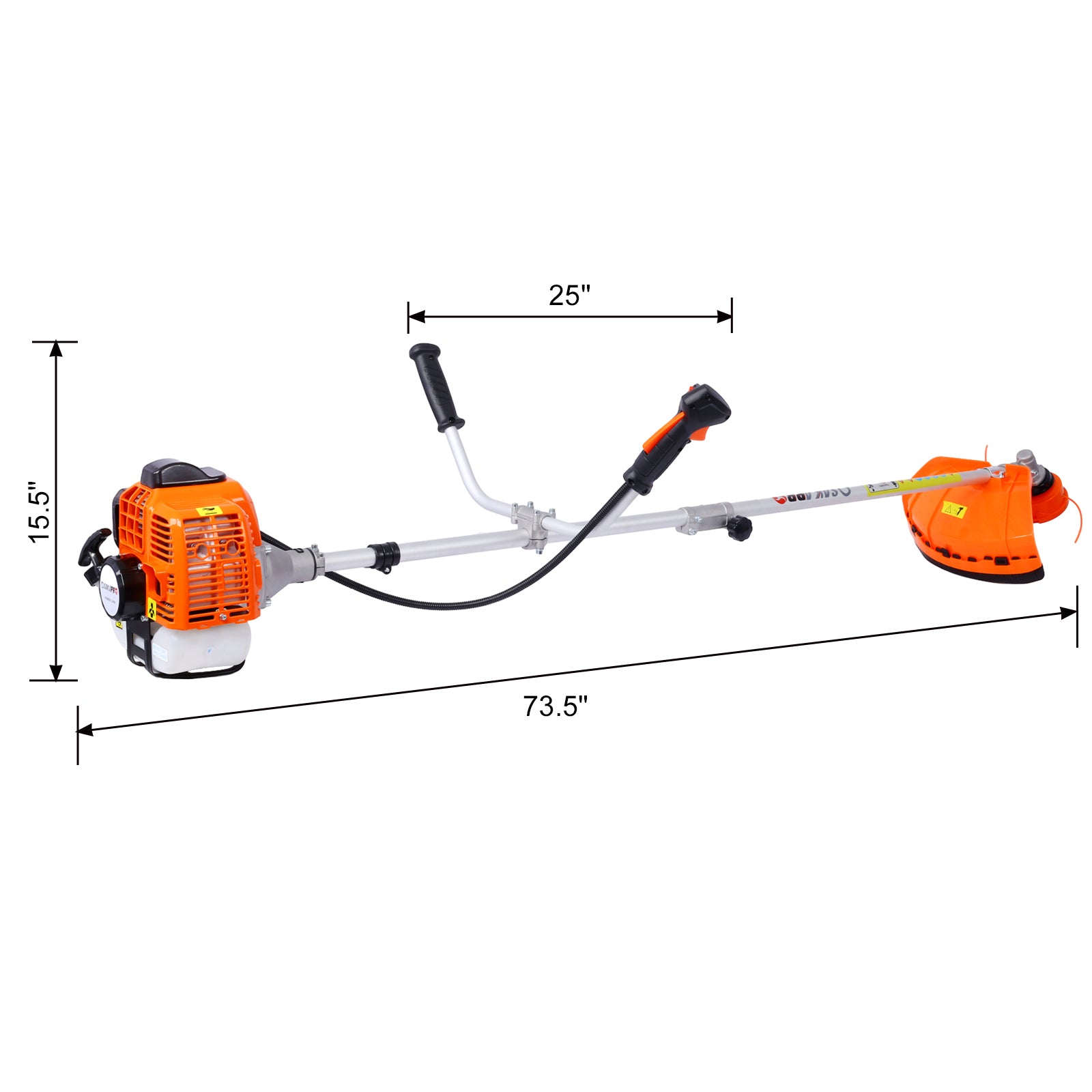 52Cc Weed Eater Wacker Gas Powered, 2 In 1 String Trimme,With 10'' Brush Cutter,Rubber Handle & Shoulder Strap Included Orange Aluminum