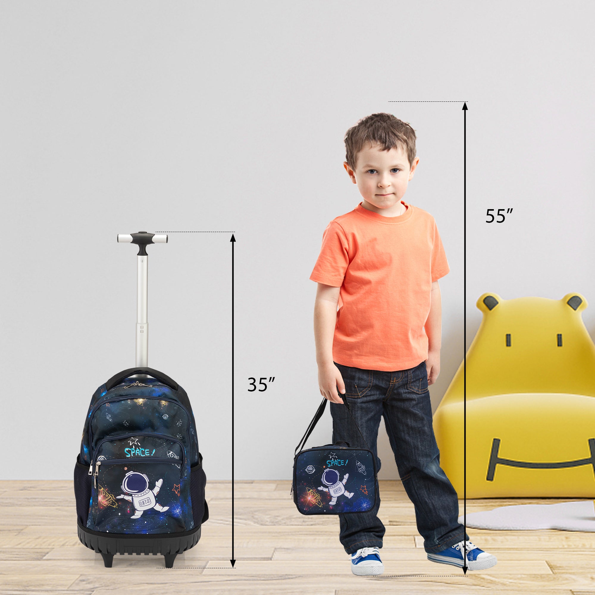 20 Inch 3pcs Kids Rolling Luggage Set, Trolley
