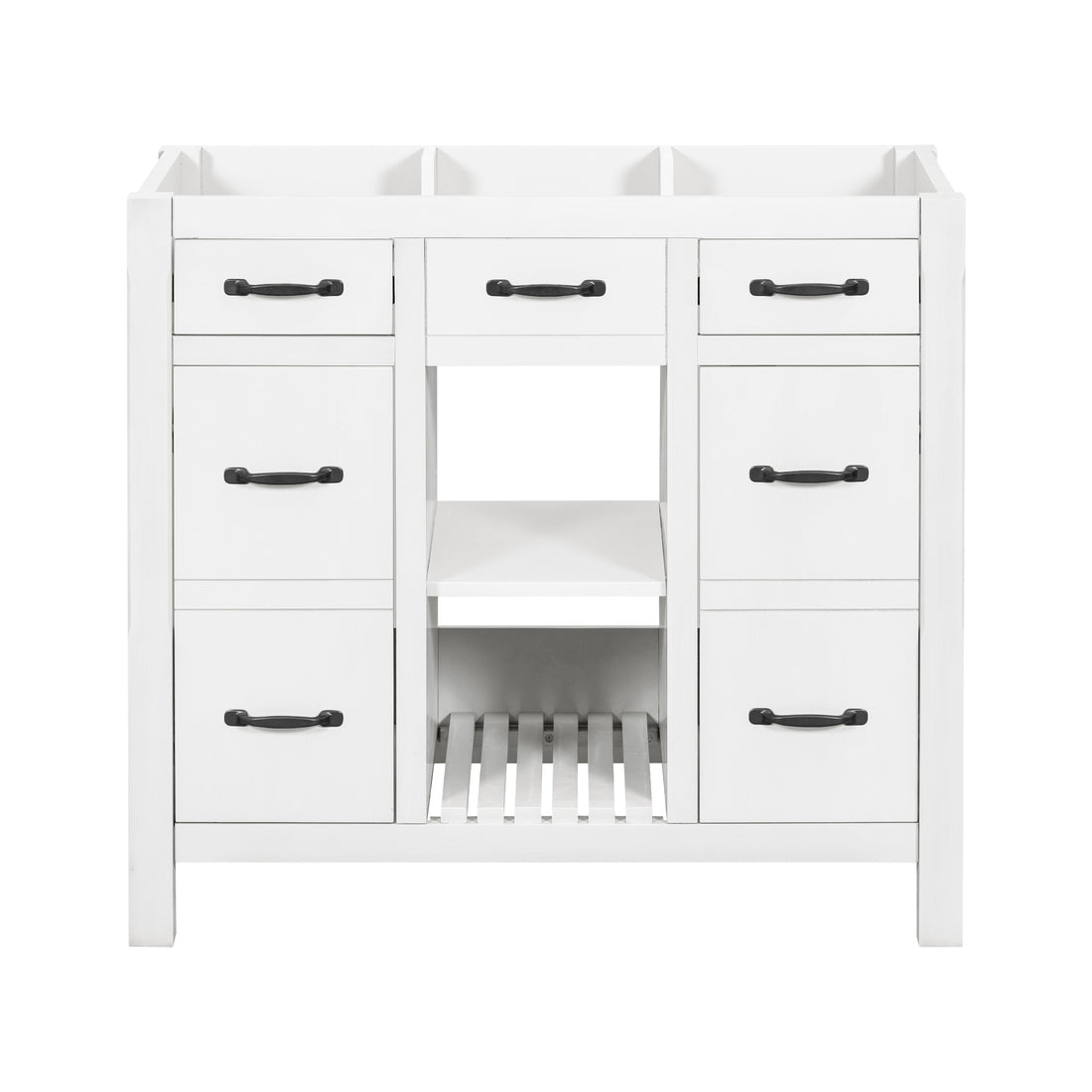 36''Bathroom Vanity Without Sink,Modern Bathroom Storage Cabinet With 2 Drawers And 2 Cabinets,Solid Wood Frame Bathroom Cabinet Not Include Basin 2 White 2 2 Adjustable Shelves Bathroom Freestanding Solid Wood Mdf Painted