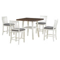 5 Piece Counter Height Dining Table Set In 2 Table Sizes With 4 Folding Leaves And 4 Upholstered Chairs For Dining Room Espresso White Gray Cushion Upholstered Chair Wood Espresso White Seats 4 Wood Dining Room Drop Leaf Folding American