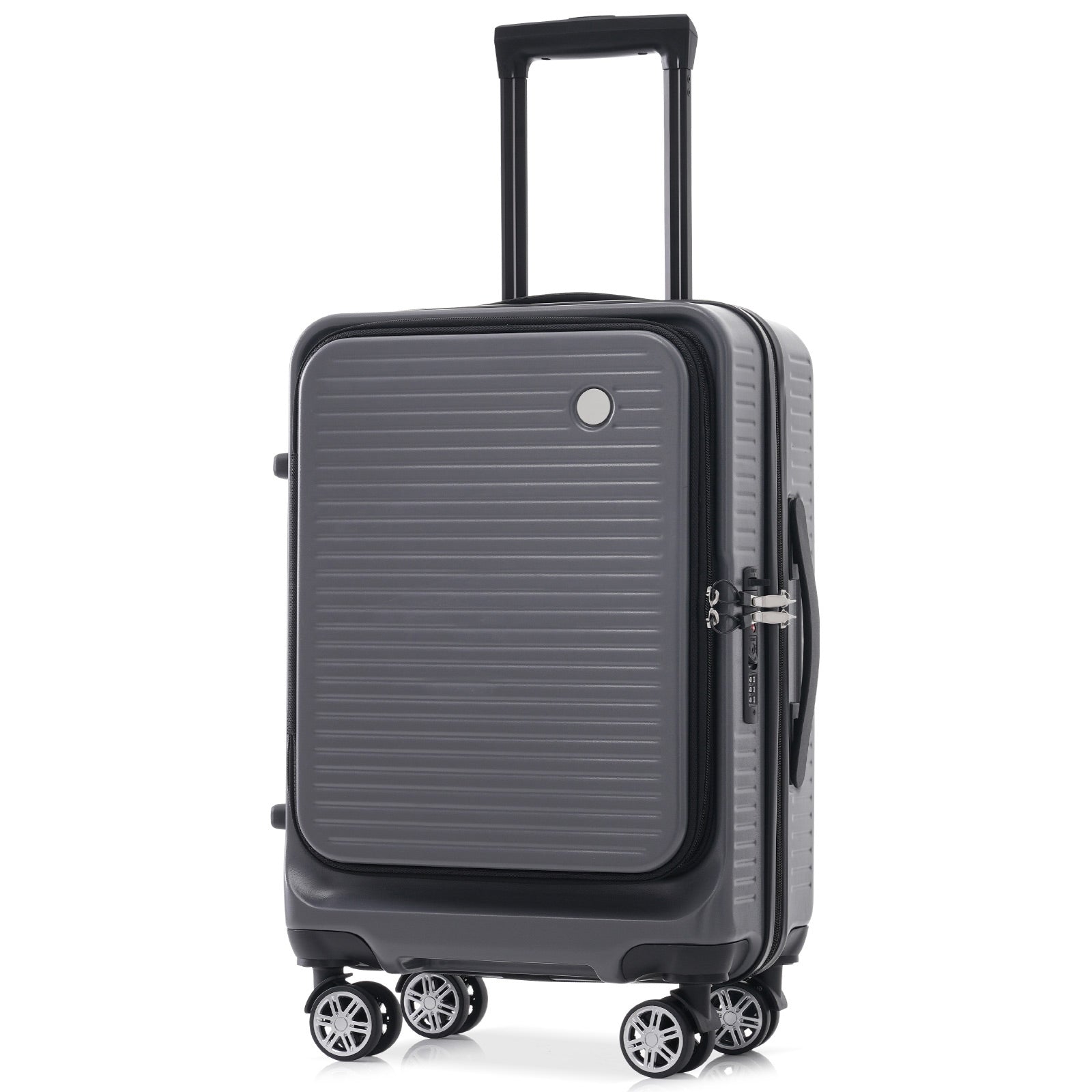 Carry on Luggage 20 Inch Front Open Luggage gray-abs