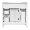 36 Inch Modern Bathroom Vanity Cabinet With Multifunctional Storage Space 5 Drawers And 1 Door White Solid Wood Mdf Resin