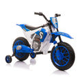 12V Kids Ride On Toy Motorcycle, Electric Motor Toy Bike With Training Wheels For Kids 3 6, Blue Blue Polypropylene