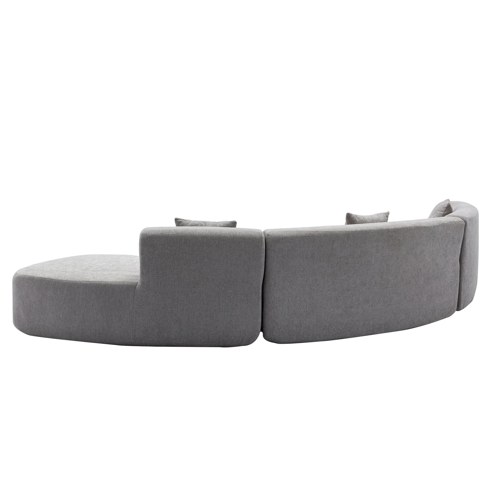 136.6" Stylish Curved Sofa Sectional Sofa Chenille Fabric Sofa Couch With Three Throw Pillows For Living Room, Grey Grey Foam Chenille