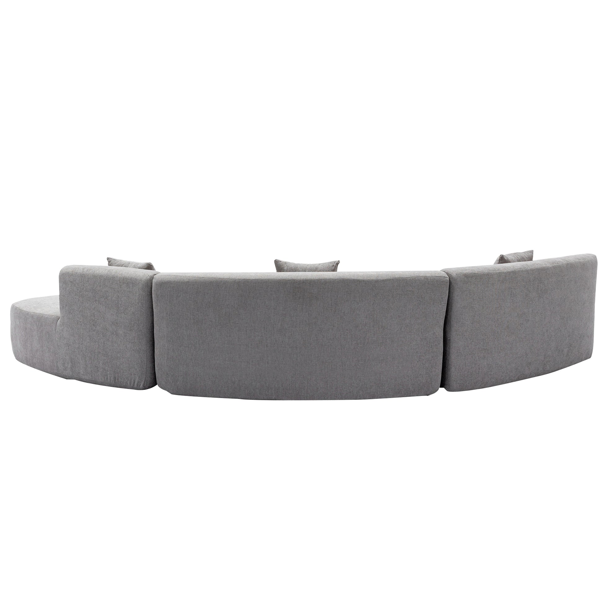 136.6" Stylish Curved Sofa Sectional Sofa Chenille Fabric Sofa Couch With Three Throw Pillows For Living Room, Grey Grey Foam Chenille