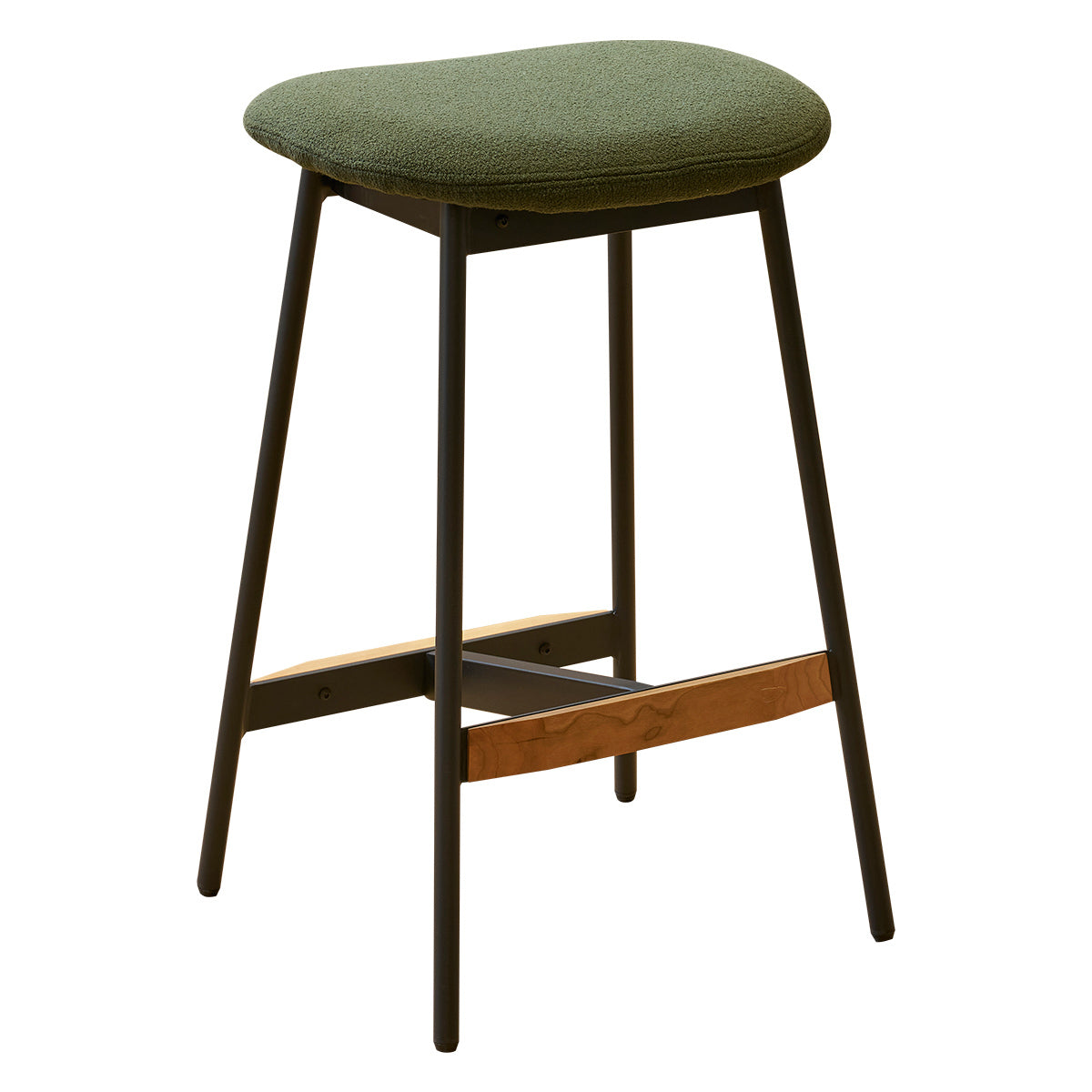 Modern Set Of 2 Bar Stools Comfortable & Stylish Counter Height And Bar Height Bar Stools,Soft Fabric Upholstered, Backless For Kitchen, Dining Room Bar Chairs Green Metal