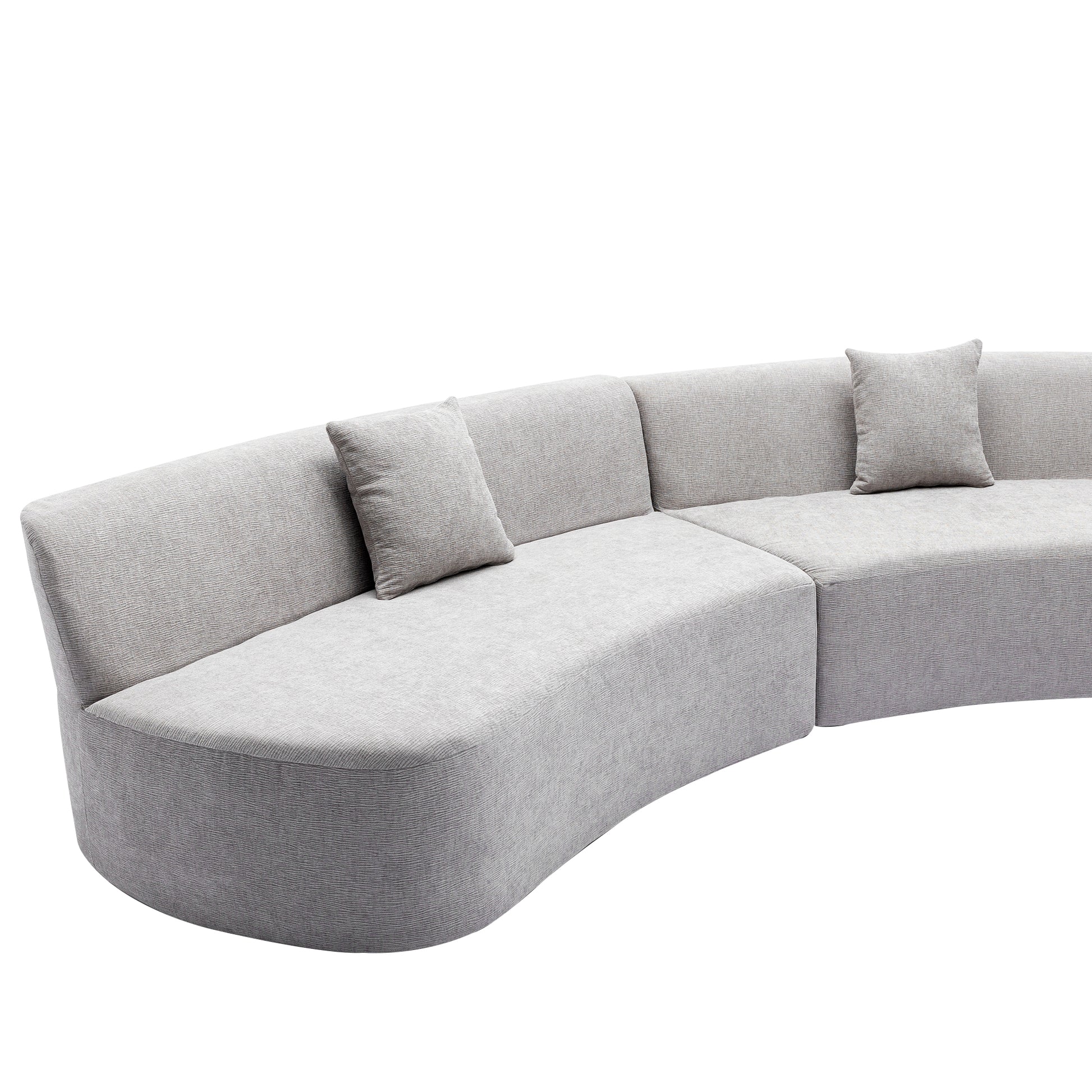 136.6" Stylish Curved Sofa Sectional Sofa Chenille Fabric Sofa Couch With Three Throw Pillows For Living Room, Grey Grey Foam Chenille