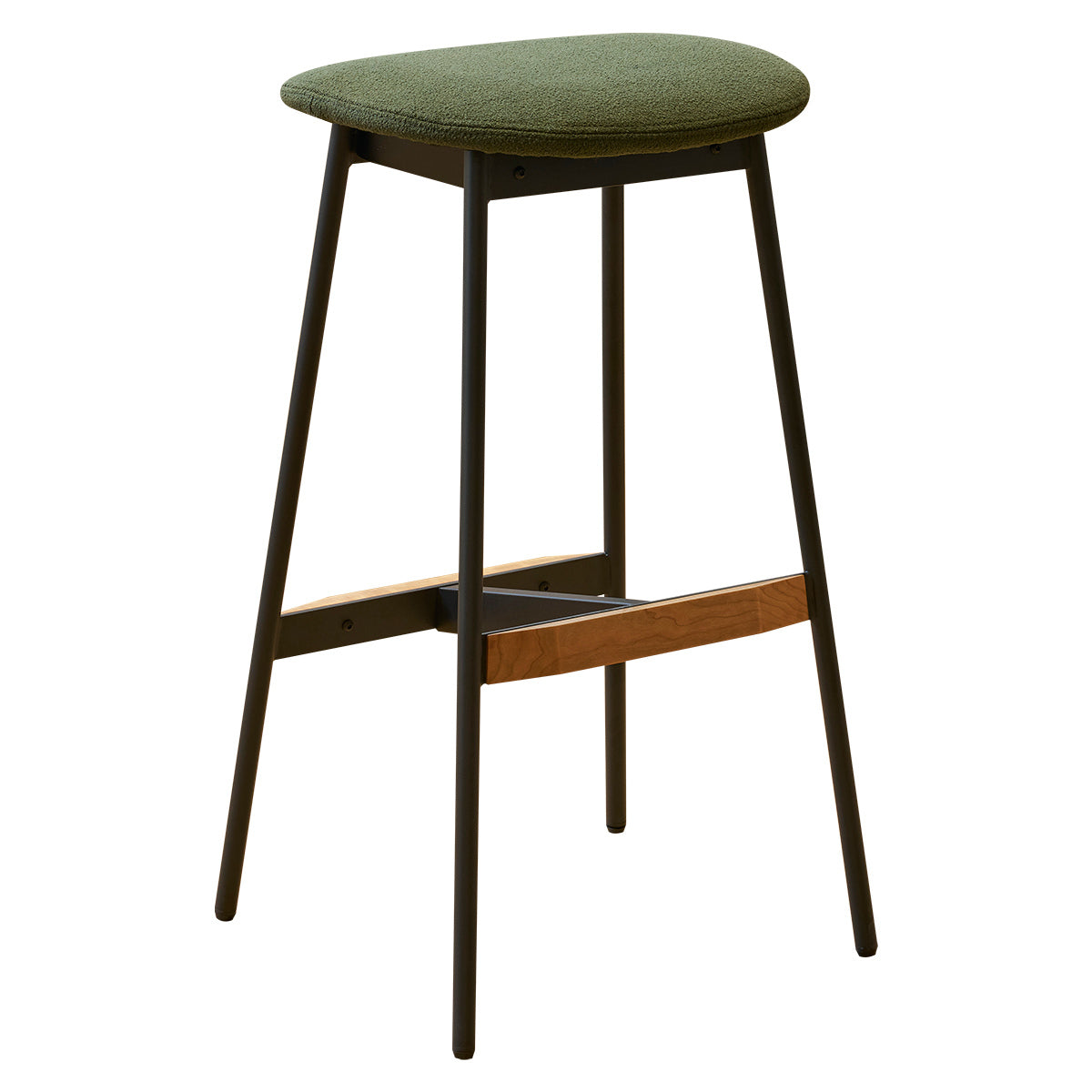 Modern Set Of 2 Bar Stools Comfortable & Stylish Counter Height And Bar Height Bar Stools,Soft Fabric Upholstered, Backless For Kitchen, Dining Room Bar Chairs Green Metal