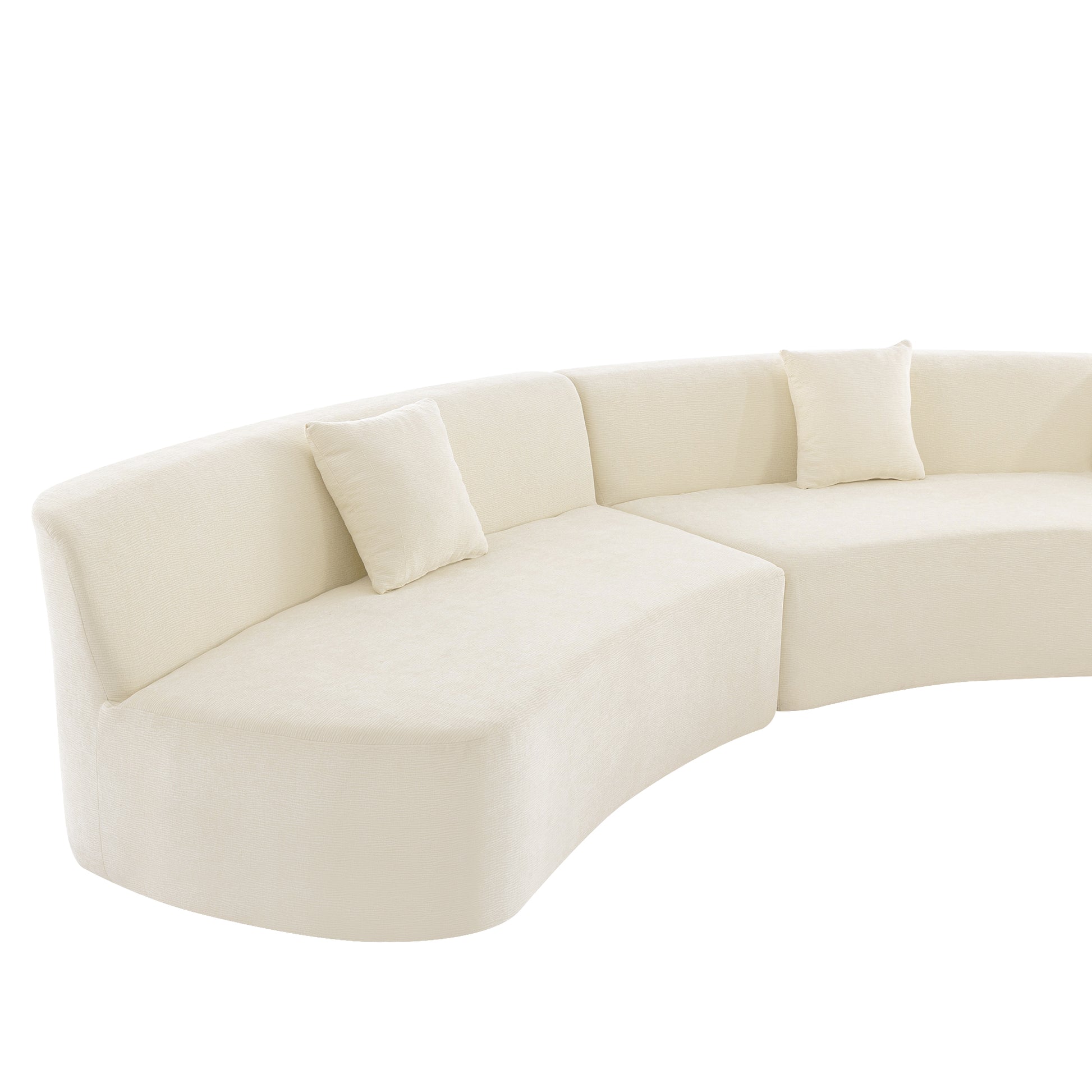 136.6" Stylish Curved Sofa Sectional Sofa Chenille Fabric Sofa Couch With Three Throw Pillows For Living Room, Beige Beige Foam Chenille 6 Seat