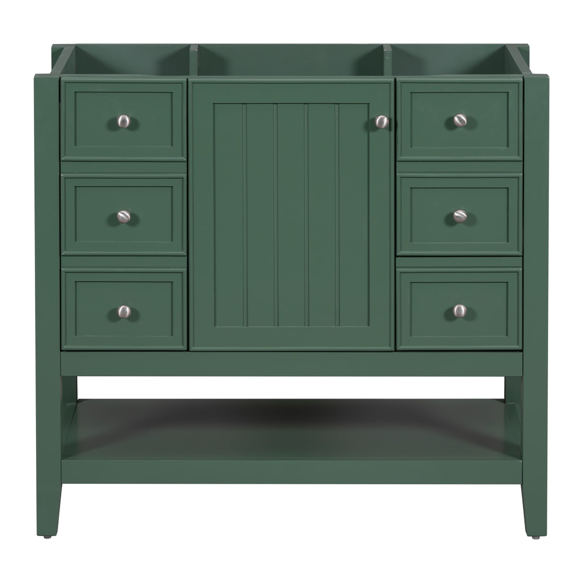 36" Bathroom Vanity Without Sink, Cabinet Base Only, One Cabinet And Three Drawers, Green Green Solid Wood Mdf