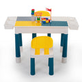 Multi Functional Rectangular Block Table Gray Yellow With Diy Blocks Colorful Polypropylene