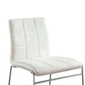 Set Of 2Upholstered Side Chairs In White And Chrome Solid White Dining Room Metal