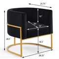 Upholstered Velvet Accent Chair With Golden Metal Stand,Mid Century Living Room Leisure Chair With Curve Backrest Black Black Primary Living Space Modern Foam Velvet