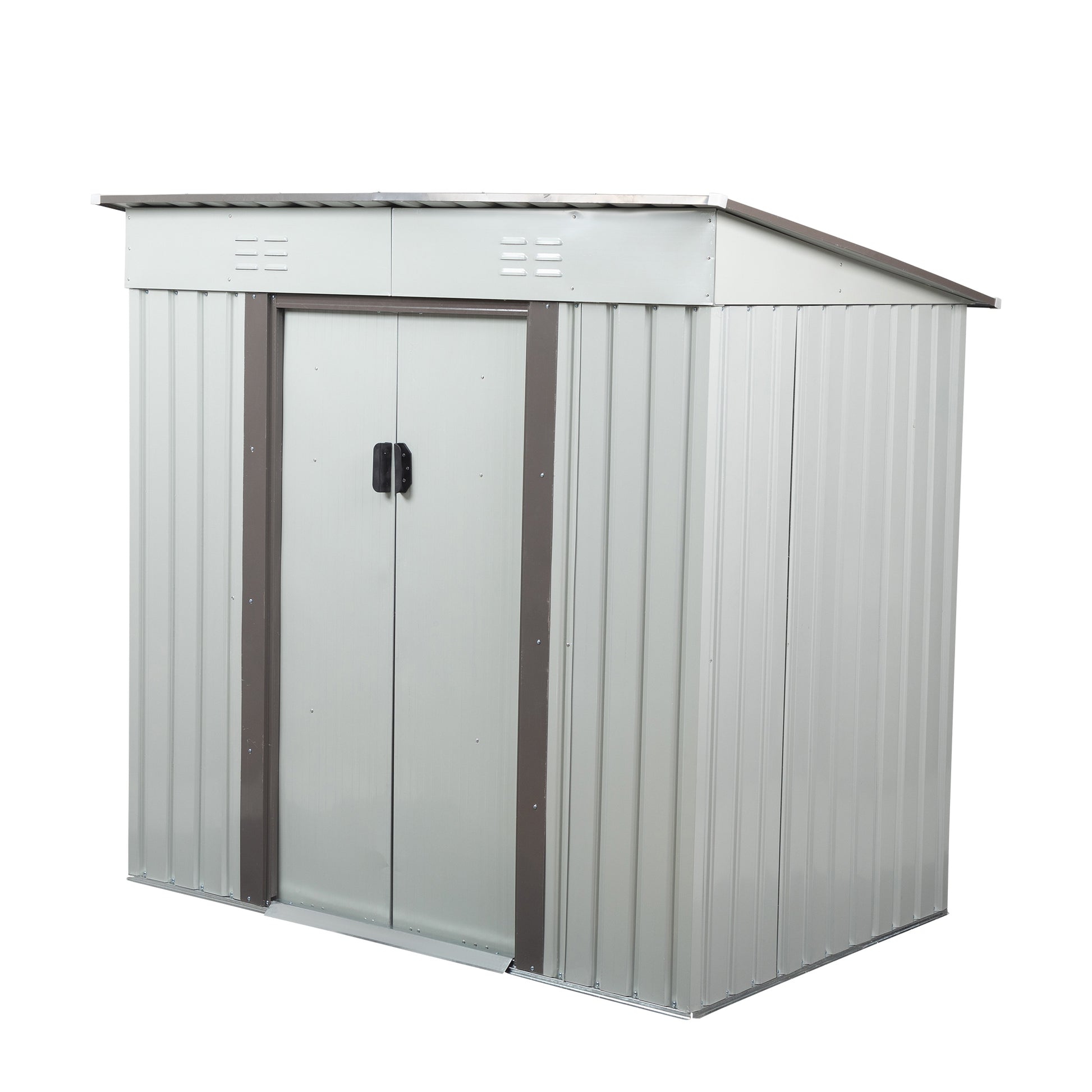 4 X 6 Ft Outdoor Storage Shed, Patio Steel Metal Shed W Lockable Sliding Doors, Vents, House For Backyard Garden Patio Lawn White Metal