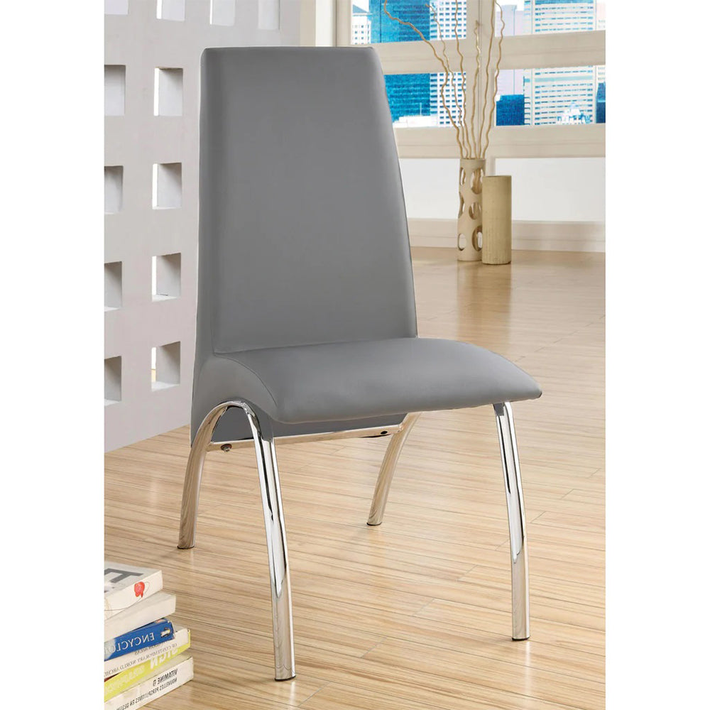 Set Of 2 Padded Grayside Chairs In Chrome Solid Gray Dining Room Side Chair Faux Leather