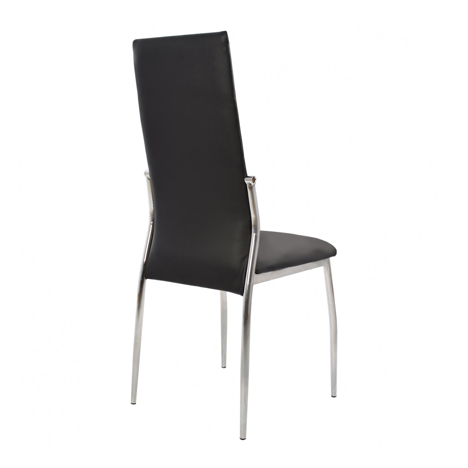 Set Of 2 Padded Blackdining Chairs In Chrome Finish Solid Black Dining Room Dining Chairs Faux Leather