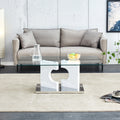 A Rectangular Modern And Fashionable Coffee Table With Tempered Glass Tabletop And White Mdf Legs. Suitable For Living Room.47.2