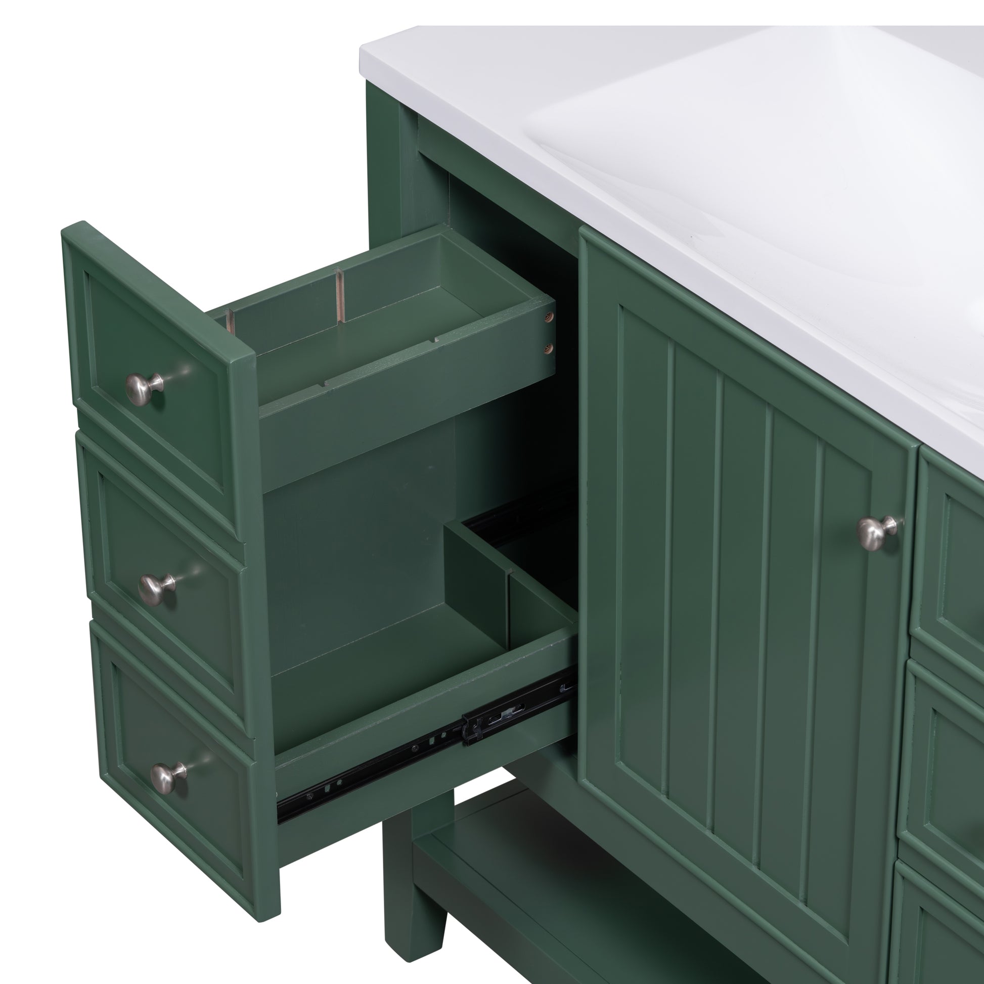 36" Bathroom Vanity With Sink Combo, One Cabinet And Three Drawers, Solid Wood And Mdf Board, Green Green Solid Wood Mdf