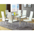 Set Of 2 Padded Whitedining Chairs In Chrome Finish Solid White Dining Room Dining Chairs Faux Leather