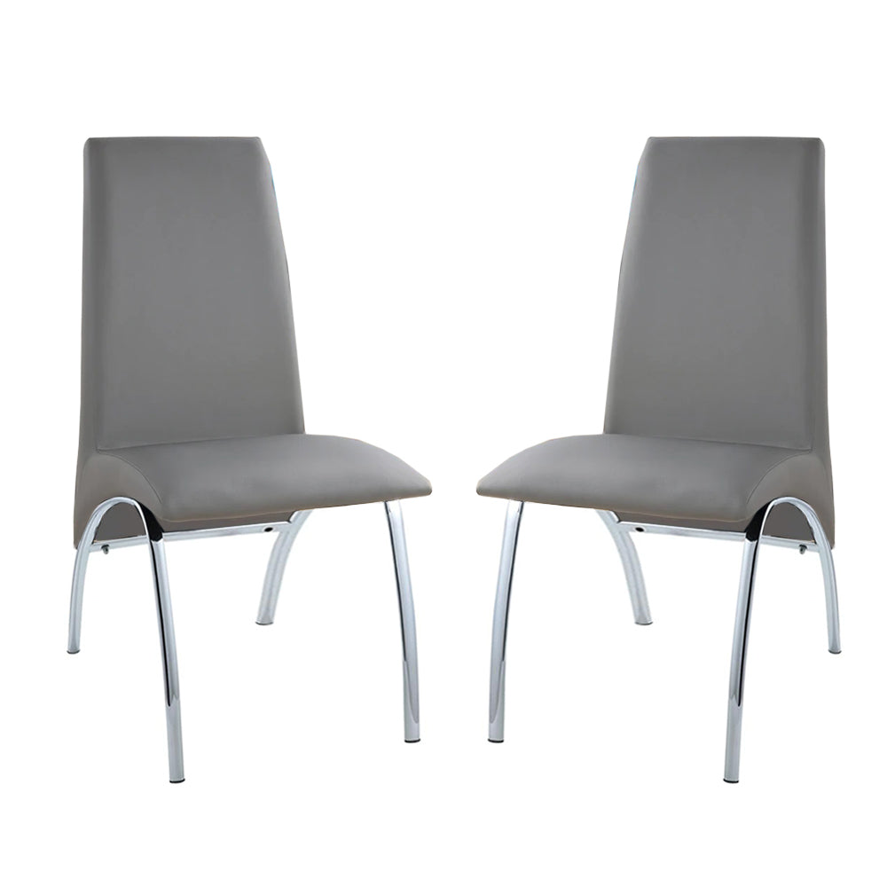 Set Of 2 Padded Grayside Chairs In Chrome Solid Gray Dining Room Side Chair Faux Leather