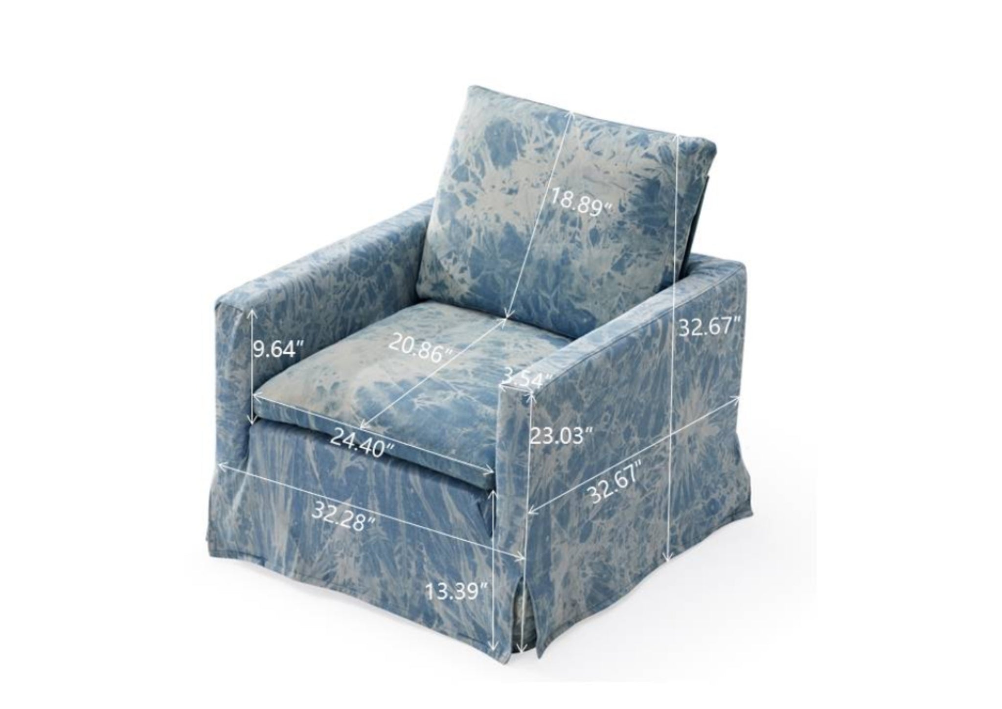 Swivel Chair with Loose Cover, Denim Fabric,Solid blue+grey-primary living