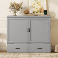 Full Size Murphy Bed With Usb Port And A Large Drawer, Gray Gray Solid Wood Mdf