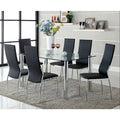 Set Of 2 Padded Blackdining Chairs In Chrome Finish Solid Black Dining Room Dining Chairs Faux Leather