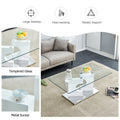 A Rectangular Modern And Fashionable Coffee Table With Tempered Glass Tabletop And White Mdf Legs. Suitable For Living Room.47.2