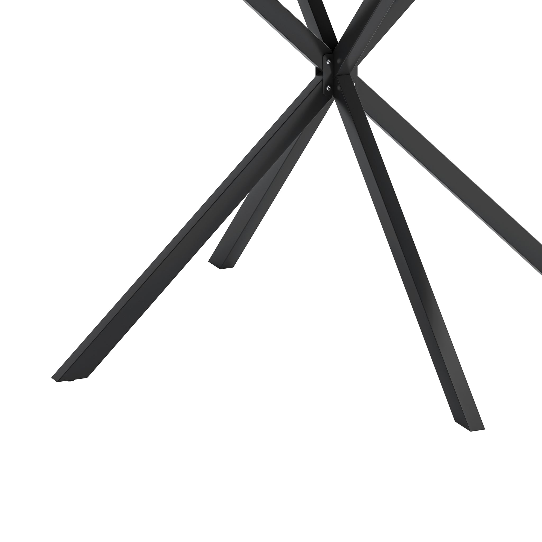 47.24'' Modern Cross Leg Round Dining Table, Black Top black-mdf+metal