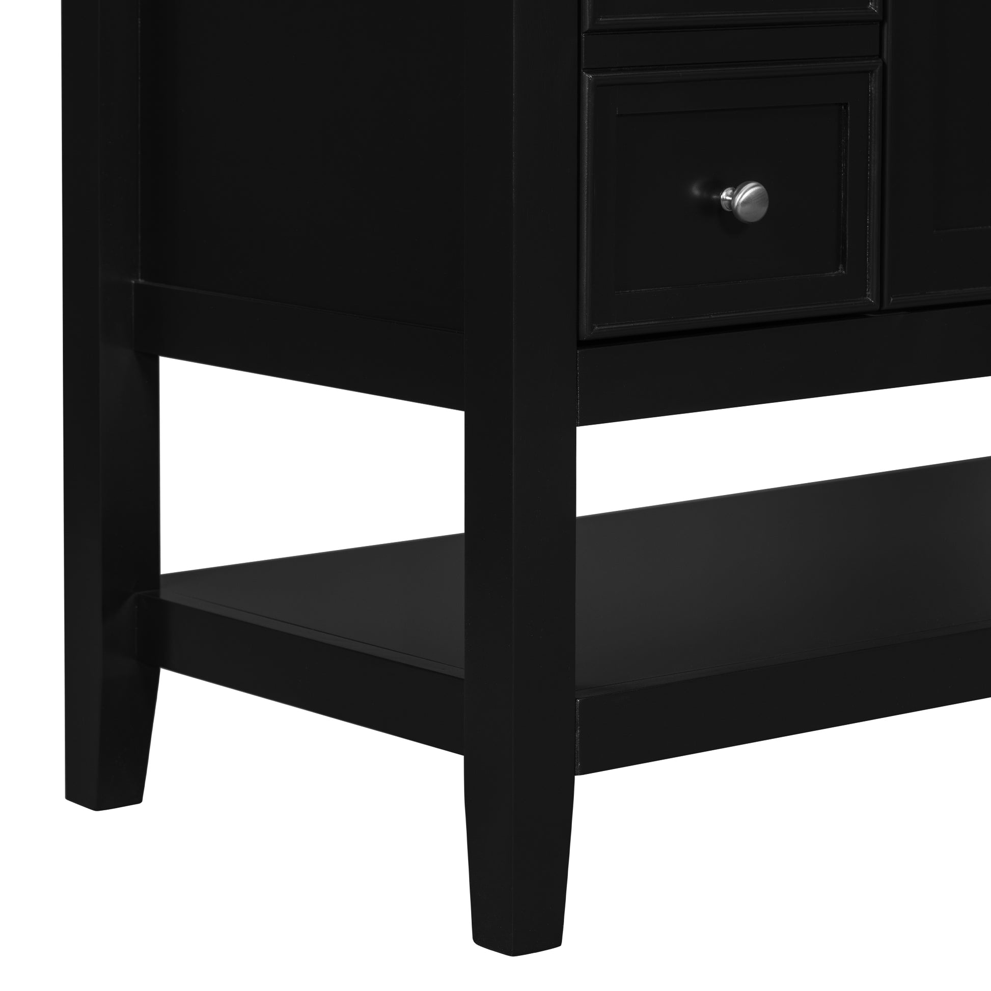 36" Bathroom Vanity With Sink Combo, One Cabinet And Three Drawers, Solid Wood And Mdf Board, Black Black Solid Wood Mdf