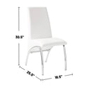 Set Of 2 Paddedside Chairs In White And Chrome Solid White Dining Room Side Chair Faux Leather