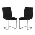 Set Of 2 Paddedside Chairs With L Shape Leg In Black And Chrome Solid Black Dining Room Dining Chairs Faux Leather