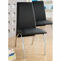 Upholstered Side Chairs In Black And Chrome, Set Of 2 Solid Black Dining Room Side Chair Faux Leather