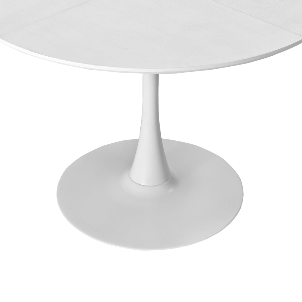 42.13"Modern Round Dining Table,Four Patchwork Tabletops With White Solid Wood Veneer Table Top,Metal Base Dining Table, End Table Leisure Coffee Table White Mdf Metal