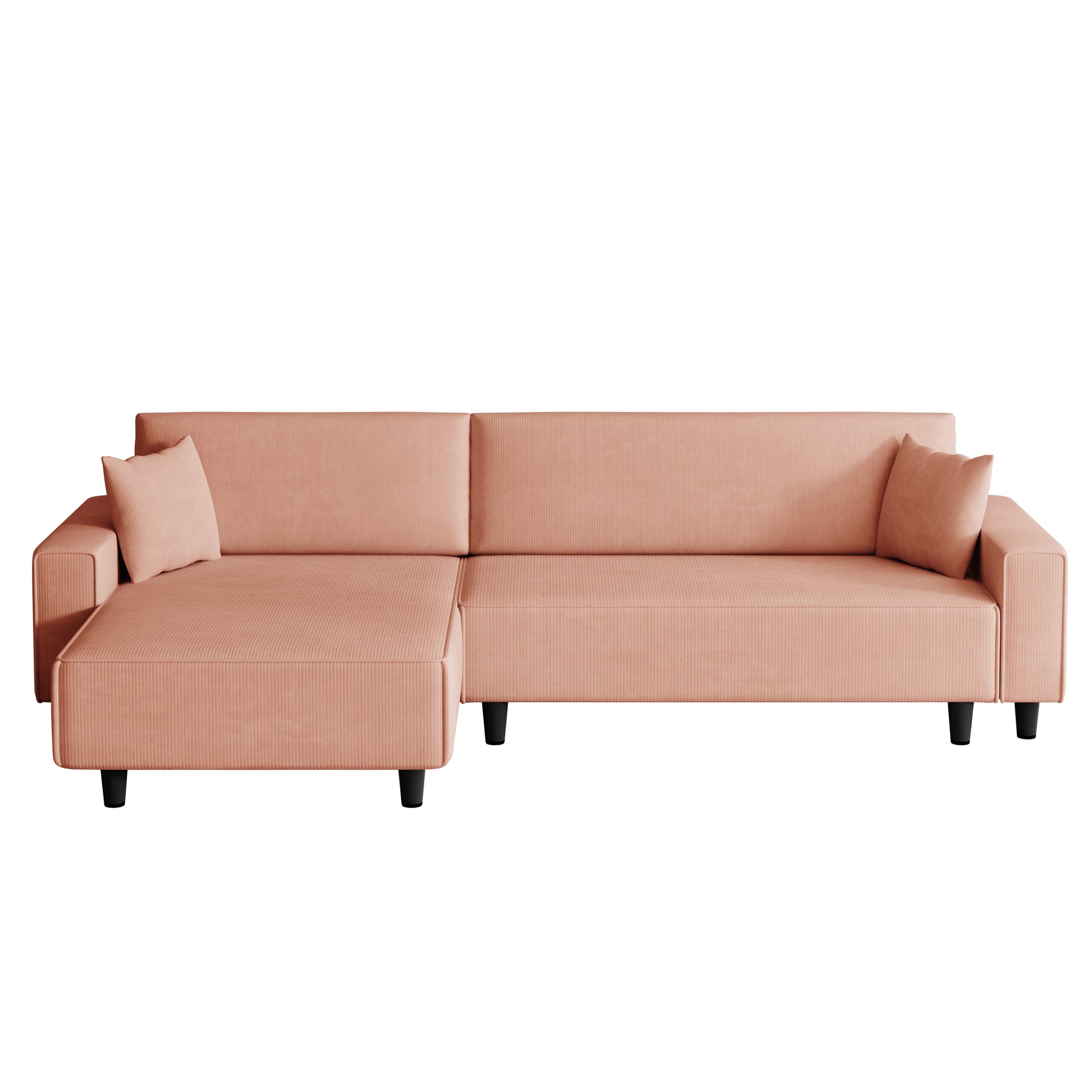 Spacious 93 Inch Orange Corduroy Sofa Bed With Two Pillows Ideal For Living Room Or Apartment, Ensuring A Roomy & Uncluttered Space Orange Corduroy 3 Seat