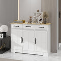 Farmhouse Buffet Cabinet Storage Sideboard With 3 Drawers And 3 Doors For Dining Living Room Kitchen Cupboard White White Mdf