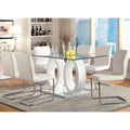 Set Of 2 Padded Whiteside Chairs With L Shape Leg In Chrome Finish Solid White Dining Room Dining Chairs Faux Leather