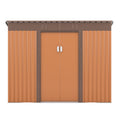 4.2 X 9.1 Ft Outdoor Storage Shed, Metal Tool Shed With Lockable Doors Vents, Utility Garden Shed For Patio Lawn Backyard,Brown Brown Metal