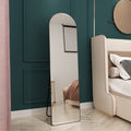 The 4St Generation Of Floor Mounted Full Length Mirrors. Aluminum Alloy Metal Frame Arched Wall Mirror, Bathroom Makeup Mirror, Bedroom Porch, Clothing Store, Wall Mounted.Black 59.8 