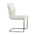 Set Of 2 Padded Whiteside Chairs With L Shape Leg In Chrome Finish Solid White Dining Room Dining Chairs Faux Leather