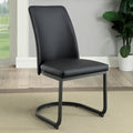 Set Of 2 Padded Blackside Chairs In Dark Gray And Black Finish Solid Black Dining Room Dining Chairs Faux Leather