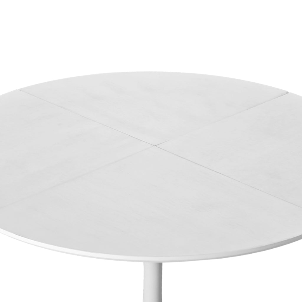 42.13"Modern Round Dining Table,Four Patchwork Tabletops With White Solid Wood Veneer Table Top,Metal Base Dining Table, End Table Leisure Coffee Table White Mdf Metal