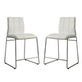 Set Of 2Upholstered Counter Hight Chairs In White And Chrome Solid White Dining Room Side Chair Faux Leather