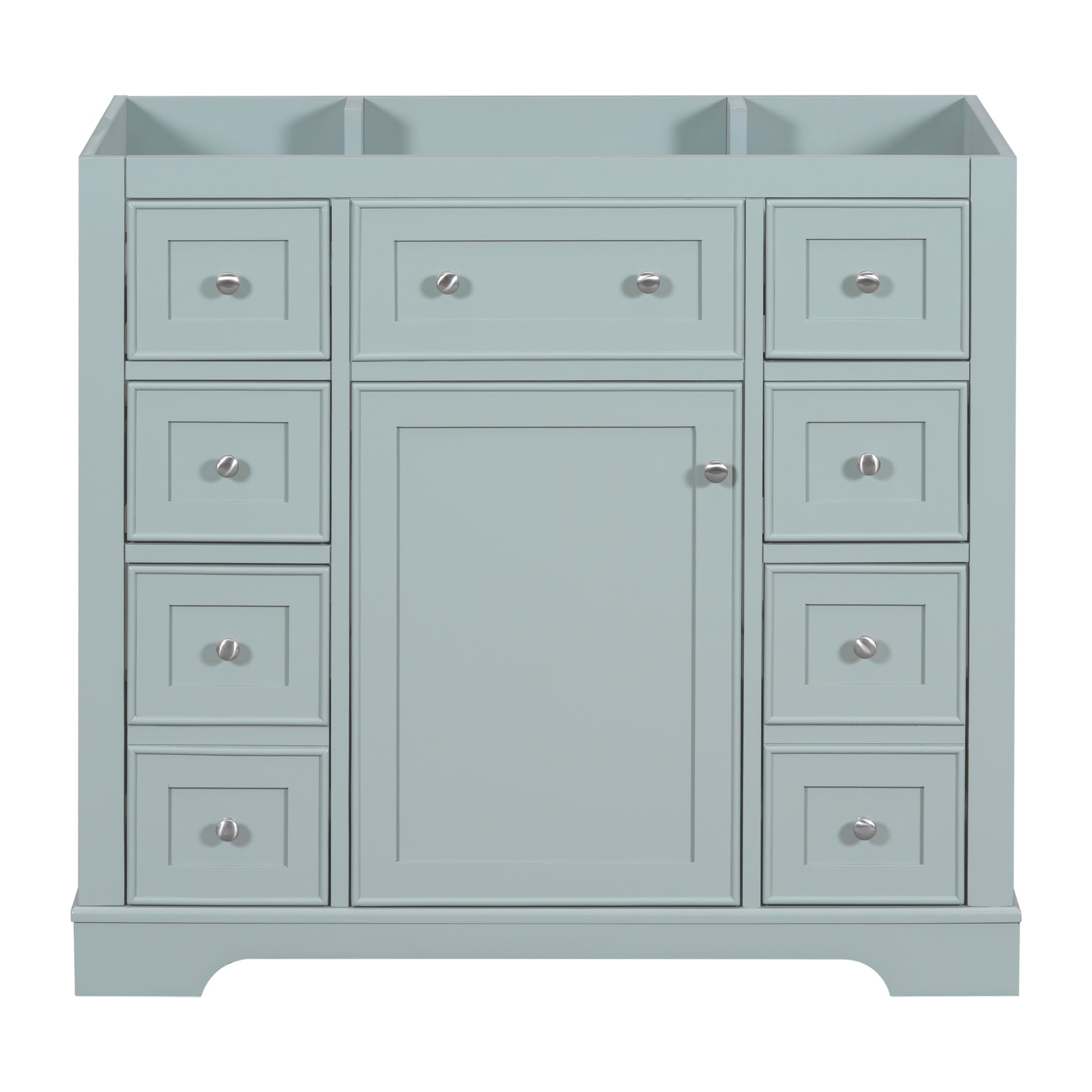 36" Bathroom Vanity Without Sink, Cabinet Base Only, One Cabinet And Six Drawers, Green Green Solid Wood Mdf